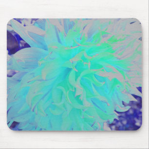 Elegant Aquamarine Green and Blue Dahlia Flower Mouse Mat