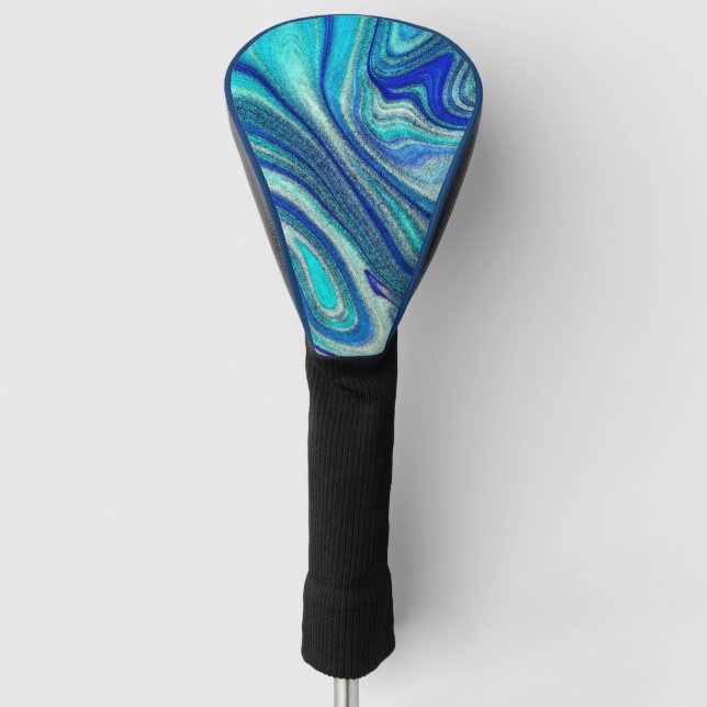 Elegant Aquamarine Paua Rainbow Shell Inspired Golf Head Cover (Front)
