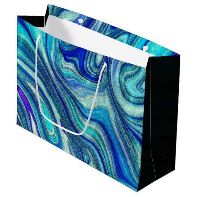 Elegant Aquamarine Paua Rainbow Shell Inspired Large Gift Bag (Front Angled)