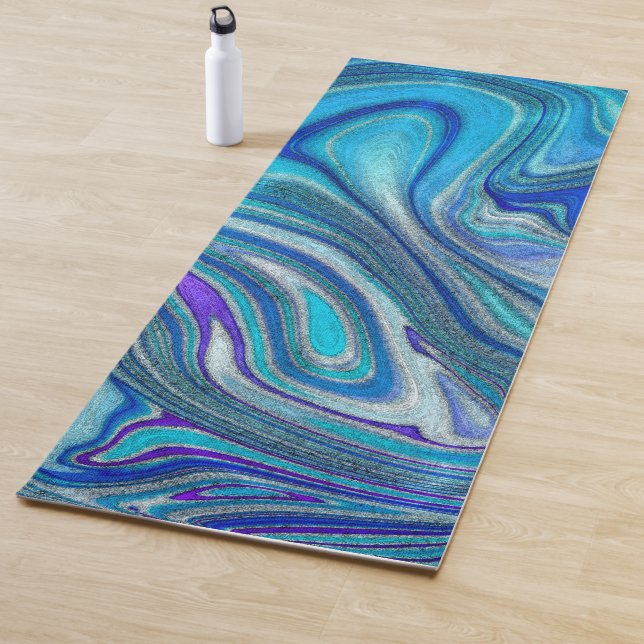 Elegant Aquamarine Paua Rainbow Shell Inspired Yoga Mat (In Situ)