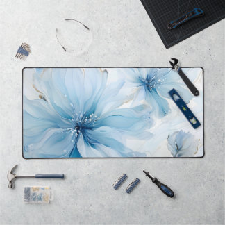 Elegant Aquarelle Floral Bloom Watercolor Desk Mat