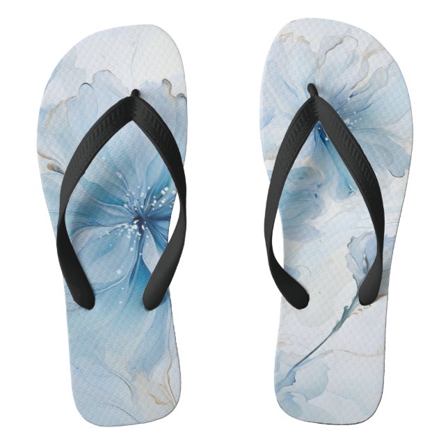 Elegant Aquarelle Floral Bloom Watercolor Flip Flops (Footbed)