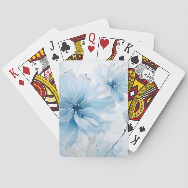 Elegant Aquarelle Floral Bloom Watercolor Playing Cards (Back)