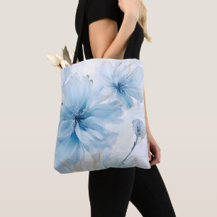 Elegant Aquarelle Floral Bloom Watercolor Tote Bag