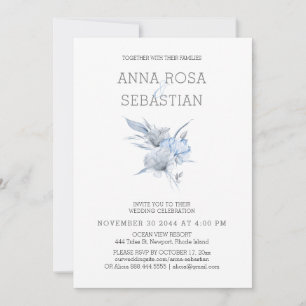 *~* Elegant AR15 WEDDING Blue Floral Rose RSVP + Invitation