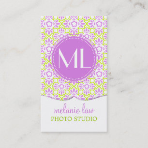 Elegant Arabesque Damask Lilac Purple Personalised Business Card