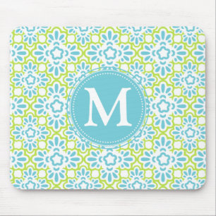 Elegant Arabesque Damask Turquoise Personalised Mouse Mat