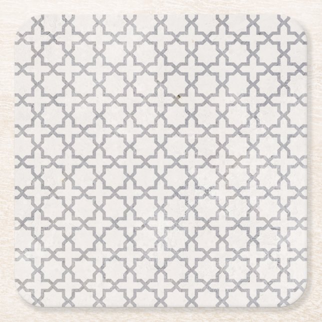 Elegant Arabesque Ornament Square Paper Coaster (Front)