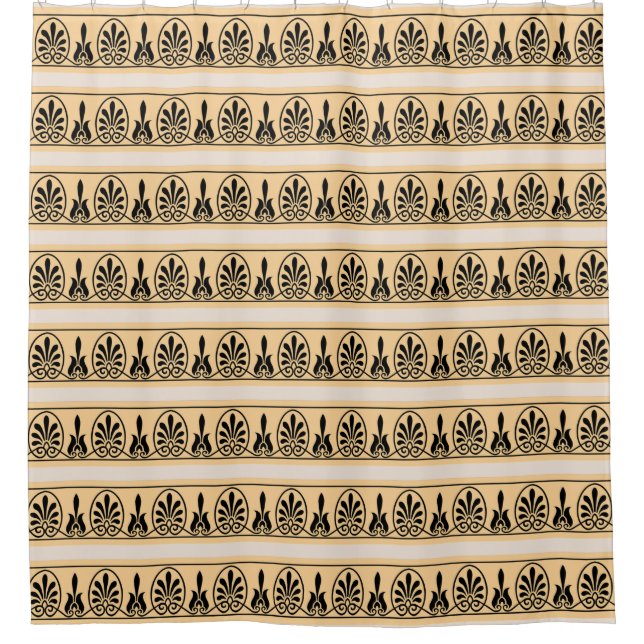 Elegant Arabesque Vector Pattern in Peach & Beige Shower Curtain (Front)