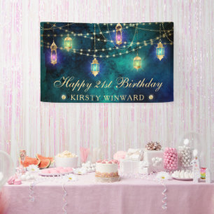 Elegant Arabic Lantern Birthday Banner