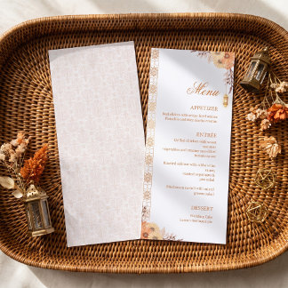 Elegant Arabic Lantern Floral Wedding Menu