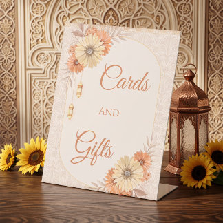 Elegant Arabic Lantern Floral Wedding Pedestal Sign