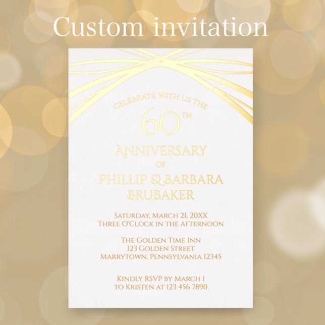 Elegant Arch 60th Wedding Anniversary Party Gold (Customize this elegant gold foil anniversary party invitation. Unique modern arch custom invitation
)