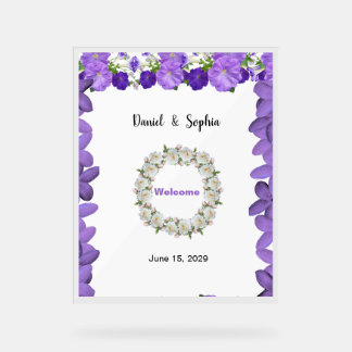 Elegant Arch Acrylic Wedding Welcome Sign | Floral