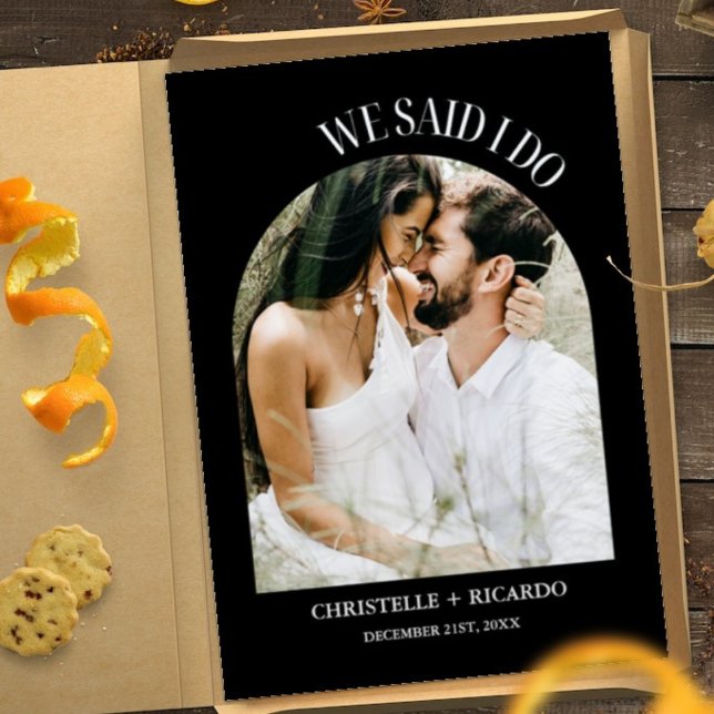 Elegant  Arch Black & White Elopement announcement (Creator Uploaded)