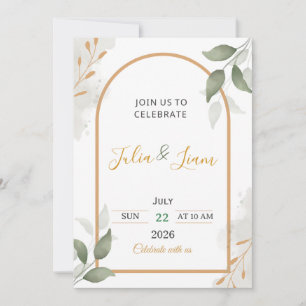 Elegant Arch Boho Floral Wedding Invitation