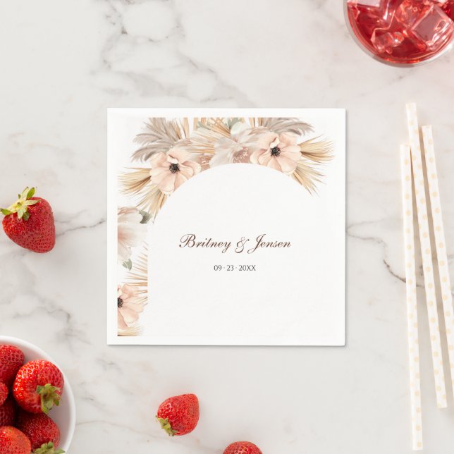 Elegant Arch boho Pampas Grass Reception Table Napkin (Insitu)