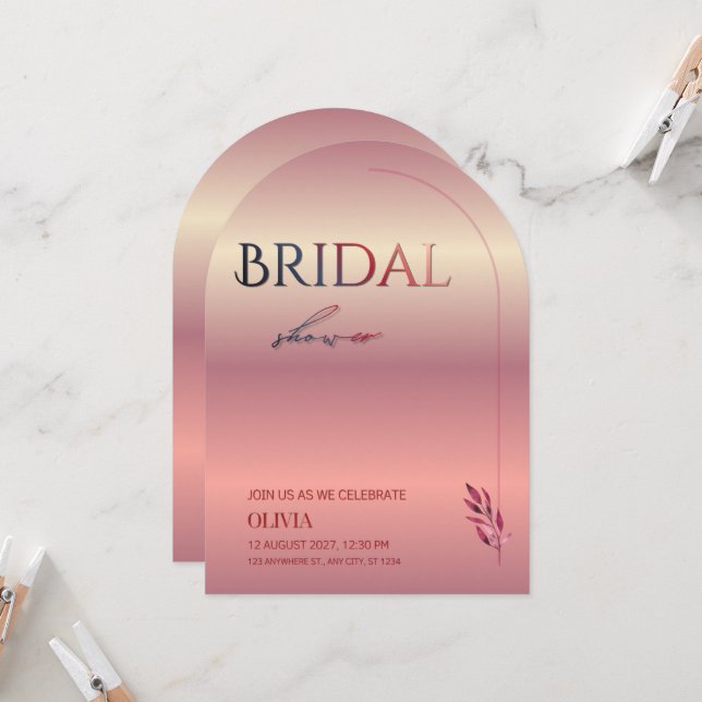 Elegant Arch Bridal Shower Invitation | Editable B (Front/Back In Situ)