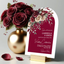 Elegant Arch Burgundy & Cream Roses Wedding