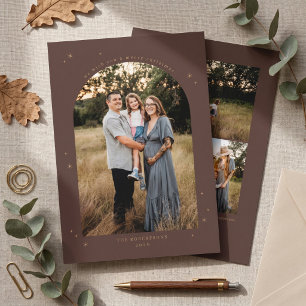 Elegant Arch Christmas Photo - Brown Holiday Card