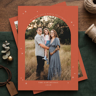 Elegant Arch Christmas Photo - Orange Holiday Card