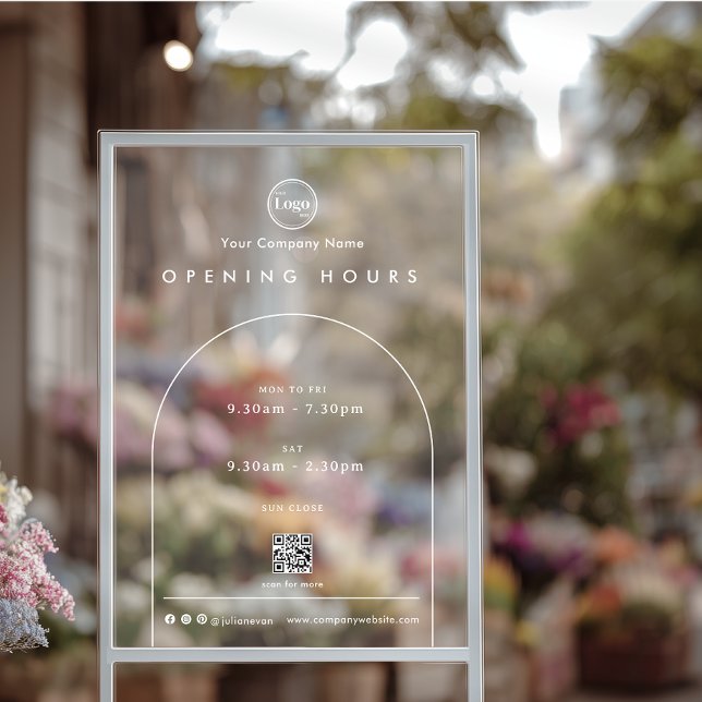 Elegant Arch Company Logo QR code Opening Hours Acrylic Sign (Elegant Arch Company Logo QR code Opening Hours Acrylic Sign)