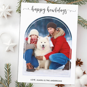 Elegant Arch Dog Christmas Custom Modern Pet Photo Holiday Card