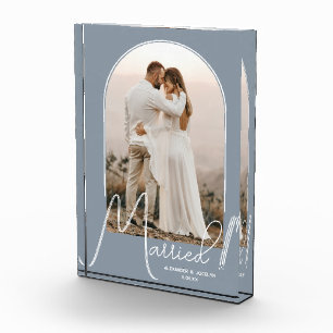 Elegant Arch Dusty Blue Wedding Photo Block