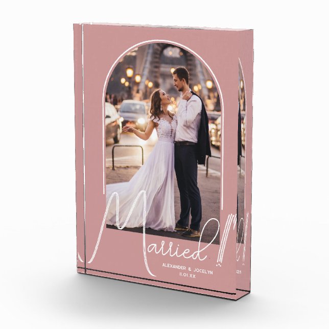 Elegant Arch Dusty Rose Wedding  Photo Block (Right)