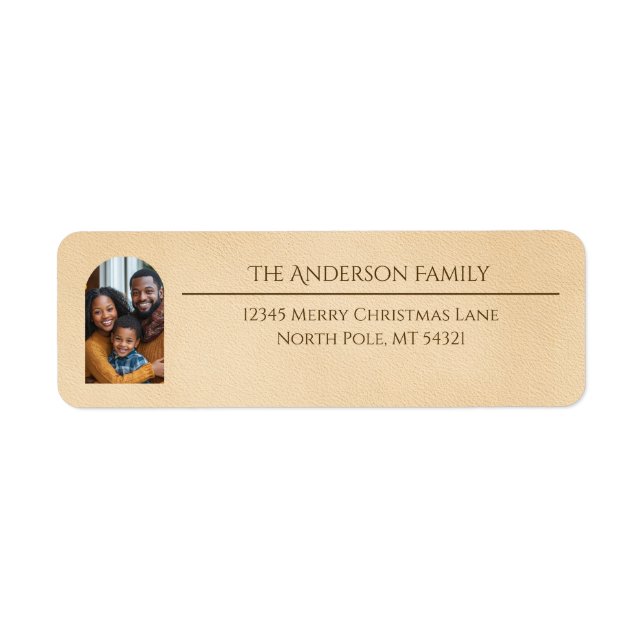 Elegant Arch Family Photo Beige Return Address (Front)