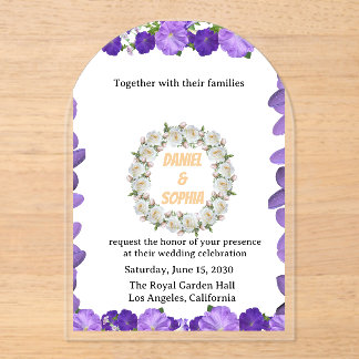 Elegant Arch Floral Wedding Invitation | Acrylic 