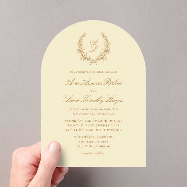 Elegant Arch Floral Wreath Monogram Wedding Acrylic Invitations (Creator Uploaded)