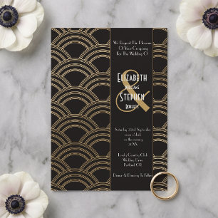 Elegant Arch Gatsby Art Deco 1920's Black & Gold Invitation