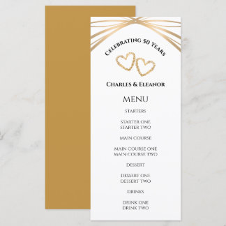 Elegant Arch Golden 50th Anniversary Party Custom Menu