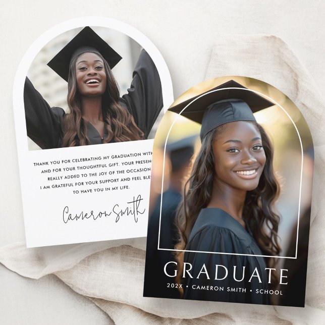 Elegant arch graduation photo Thank you card (Elegant arch graduation photo Thank you card)