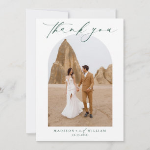 Elegant Arch Green Wedding Thank You Card