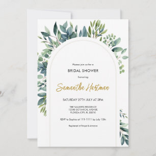 Elegant Arch Greenery Floral Foliage Bridal Shower Invitation