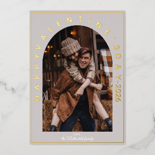 Elegant Arch Happy Valentine's Day Photo Foil Holiday Card