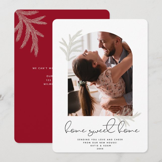 Elegant Arch | HOME SWEET HOME Modern Spruce Holid Holiday Card (Front/Back)