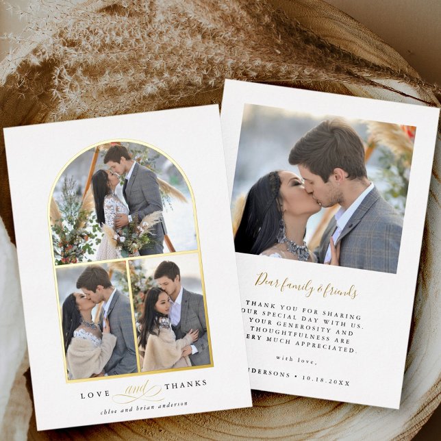 Elegant Arch Love & Thanks Photo Wedding Thank You (Front & Back)
