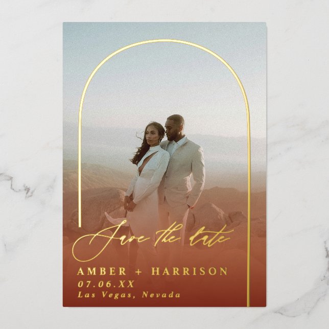 Elegant Arch Modern Calligraphy Save the Date (Front)