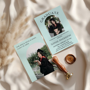 Elegant Arch Modern Photo Graduation Party Invitation