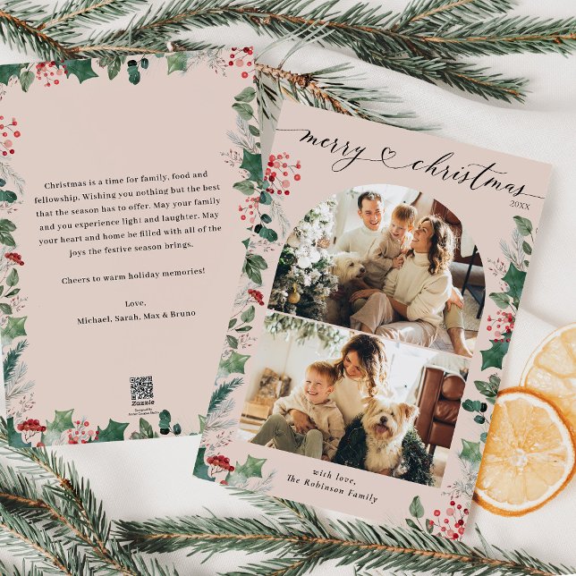 Elegant Arch Multi Photo Family Christmas Card (Creator Uploaded)