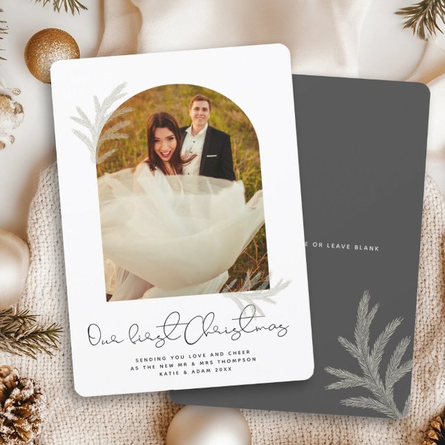 Elegant Arch | OUR FIRST CHRISTMAS Modern Spruce Holiday Card (Creator Uploaded)