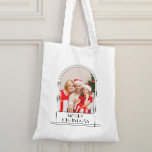 Elegant Arch Personalised Family Photo Christmas Tote Bag<br><div class="desc">Elegant white Christmas design with photo and text to personalise.</div>