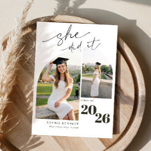 Elegant Arch Photo Collage Graduation Announcement Postcard