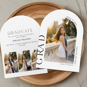 Elegant Arch Photo Collage Graduation Thank You Invitation