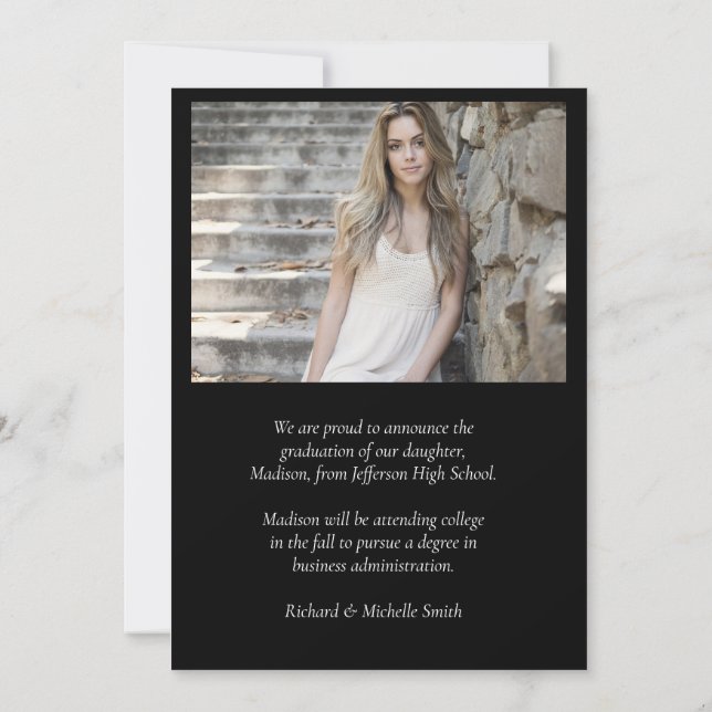 Elegant  Arch Photo College High School Graduation Announcement (Back)