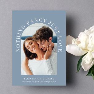 Elegant Arch Photo Dusty Blue Casual Wedding Invitation