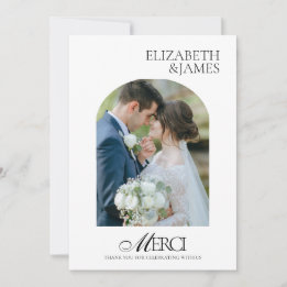 Elegant Arch Photo Frame Wedding Thank You Card